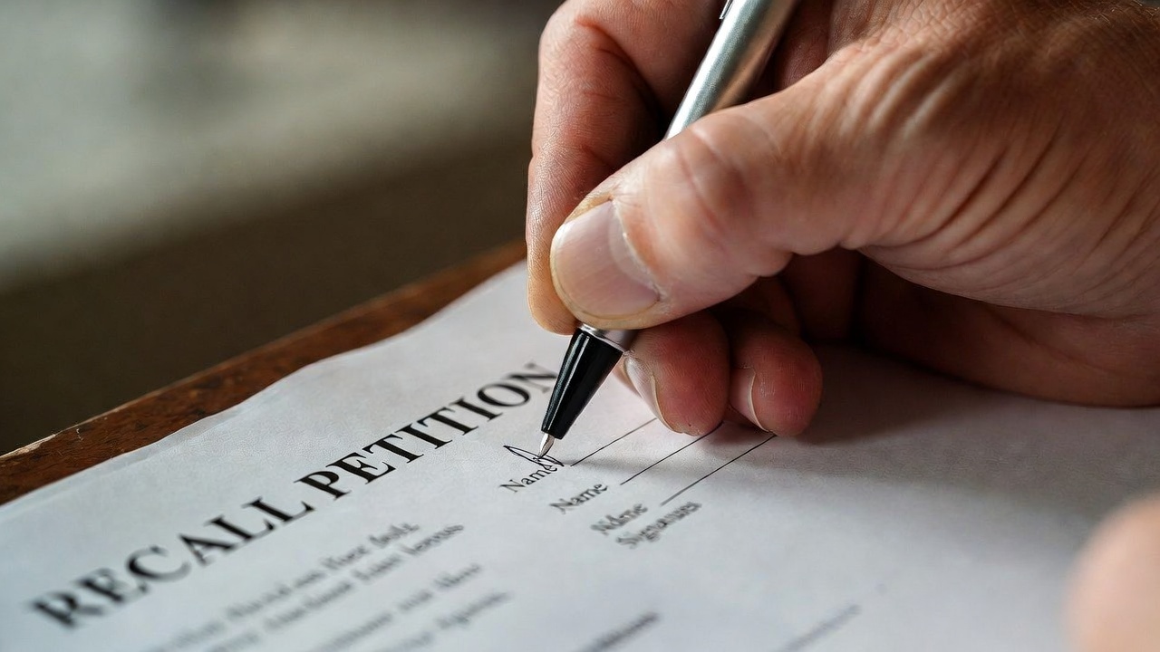A neighbor signing a recall petition