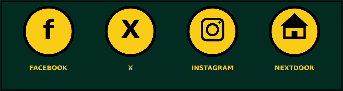 Follow and share on Facebook, X, Instagram, and Nextdoor